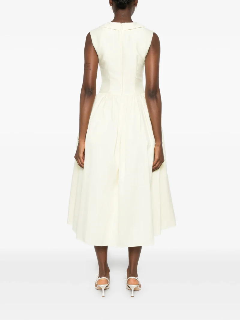 Alternative view of Rochie midi Self-Portrait Bow-Detail Pleated galben