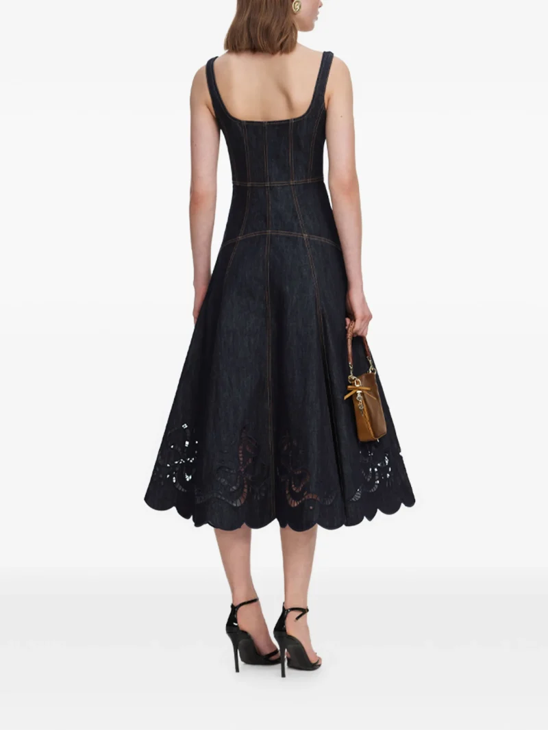 Alternative view of Rochie midi Self-Portrait Broderie-Anglaise Flared-Hem bleumarin