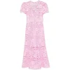 Rochie midi Self-Portrait Crystal-Embellished Floral-Lace roz