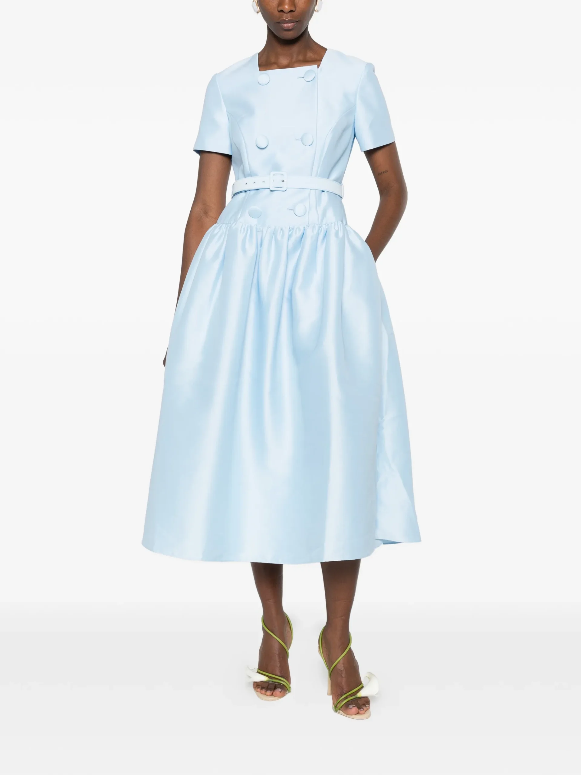 Rochie midi Self-Portrait Double-Breasted albastru - imagine 4