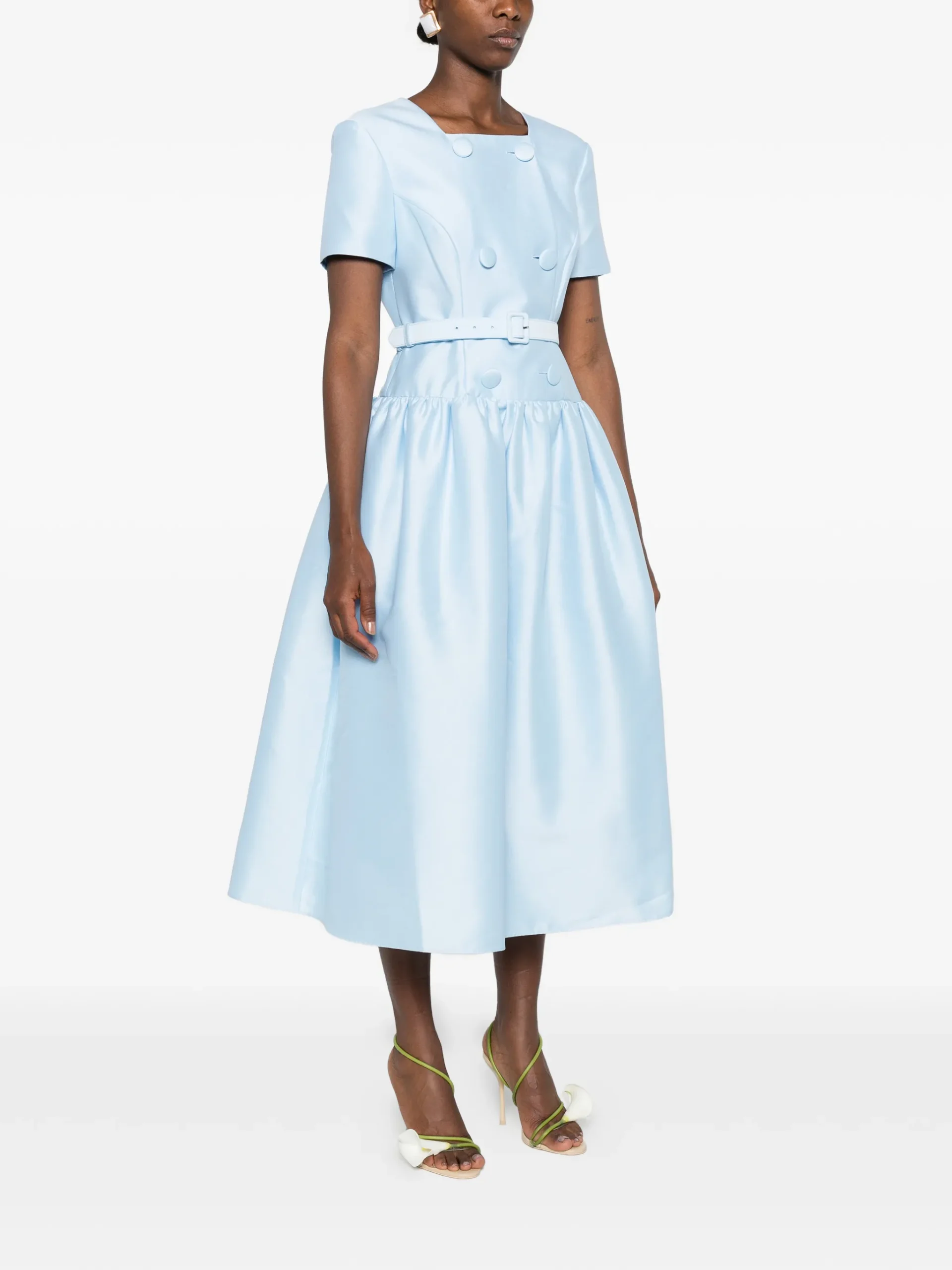 Rochie midi Self-Portrait Double-Breasted albastru - imagine 3