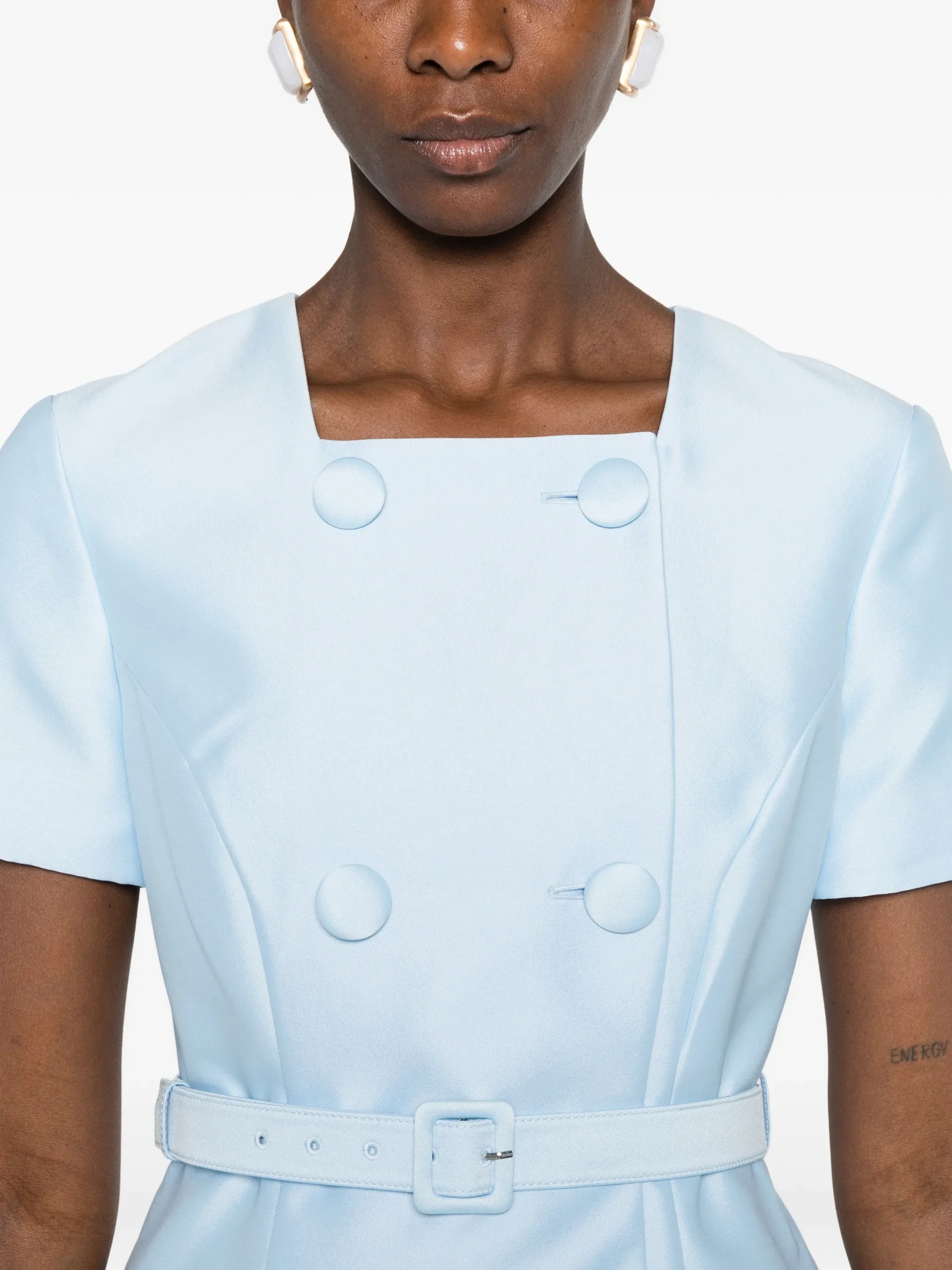 Rochie midi Self-Portrait Double-Breasted albastru - imagine 5