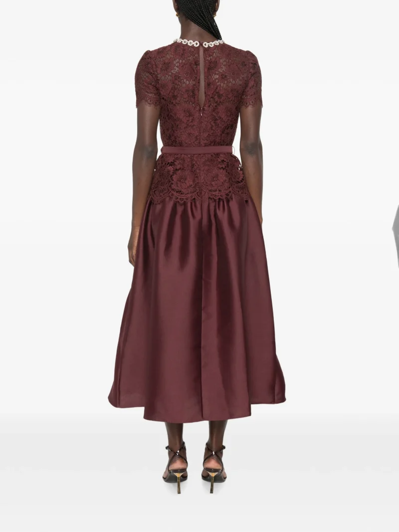 Alternative view of Rochie midi Self-Portrait Lace-Panelled Belted visiniu