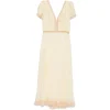 Rochie midi Self-Portrait Lace-Trim galben