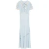 Rochie midi Self-Portrait Lace-Trimmed albastru