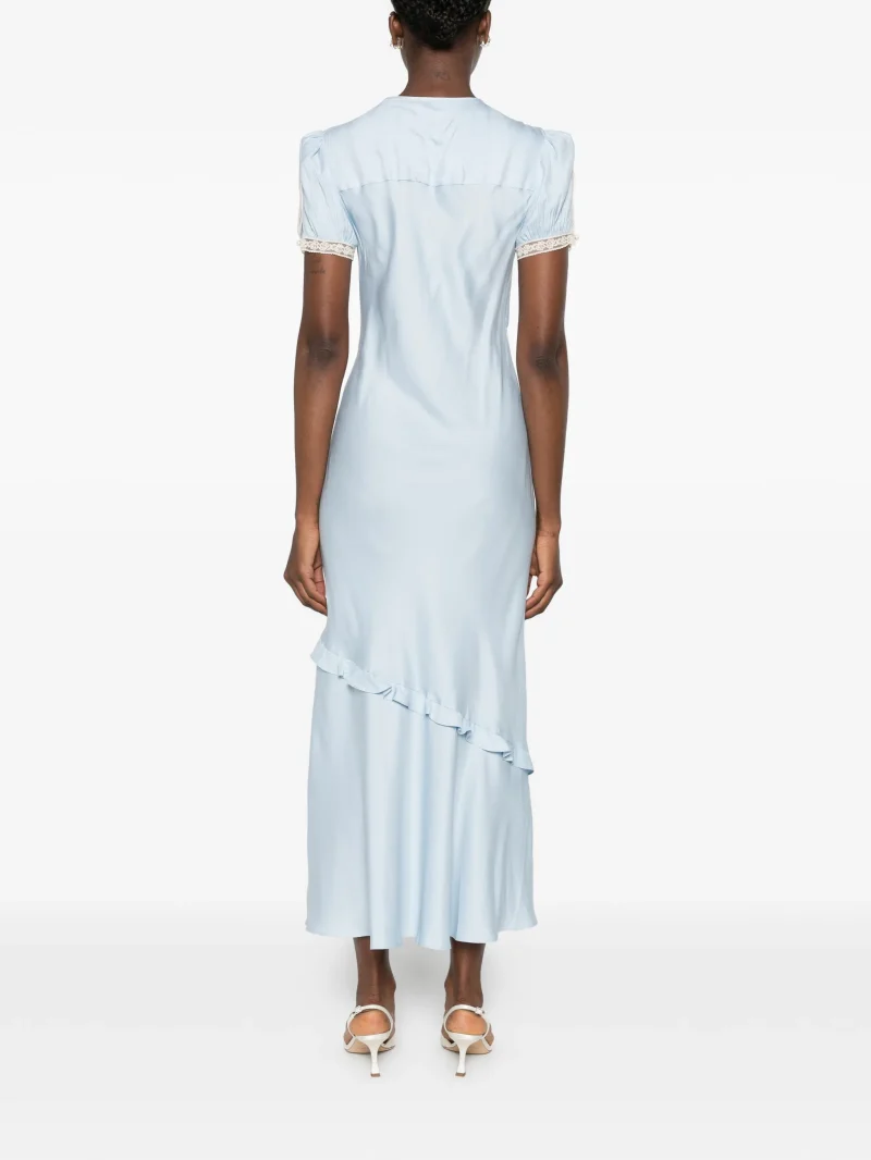 Alternative view of Rochie midi Self-Portrait Lace-Trimmed albastru