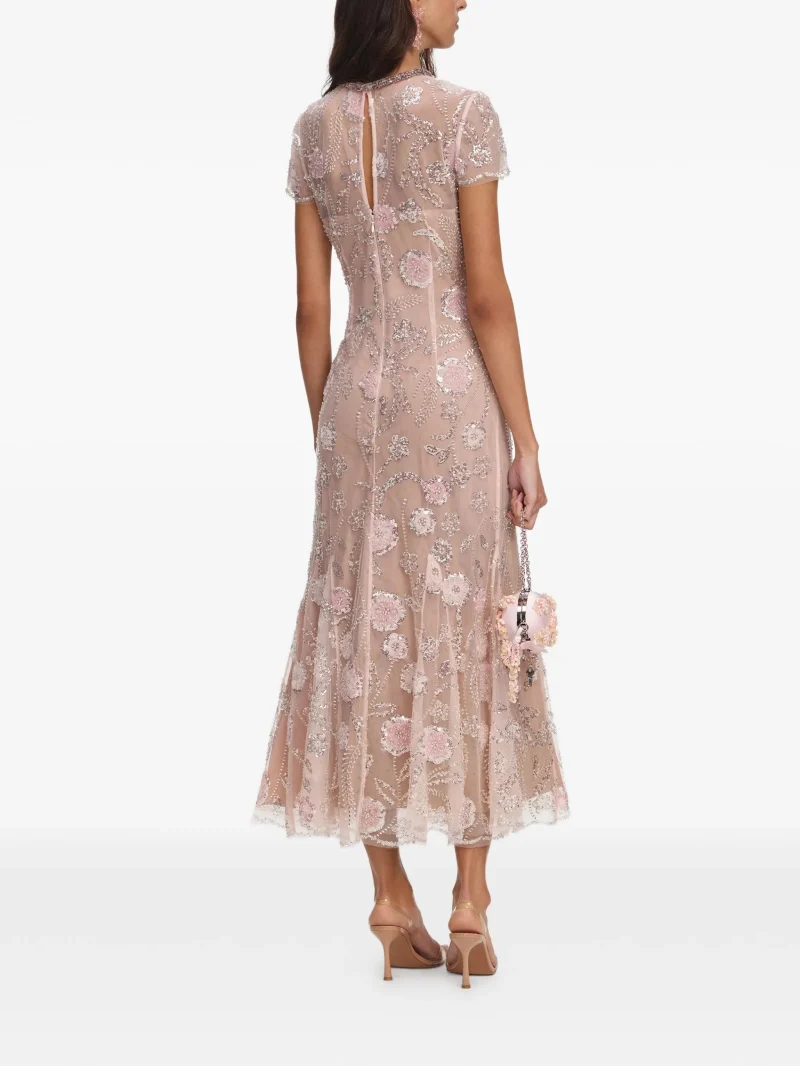 Alternative view of Rochie midi Self Portrait Sequin-Embellished Floral-Print roz