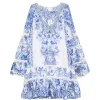 Rochie mini Camilla Crystal-Embellished Floral-Print alb