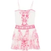 Rochie mini Camilla Floral-Print Tiered alb
