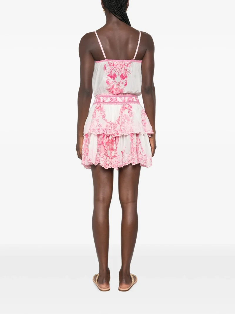 Alternative view of Rochie mini Camilla Floral-Print Tiered alb