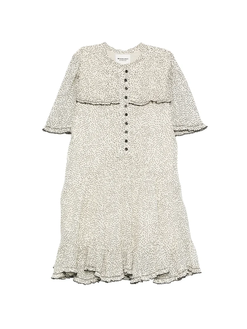 Rochie mini Marant Etoile Daynia Polka-dot Ruffled bej