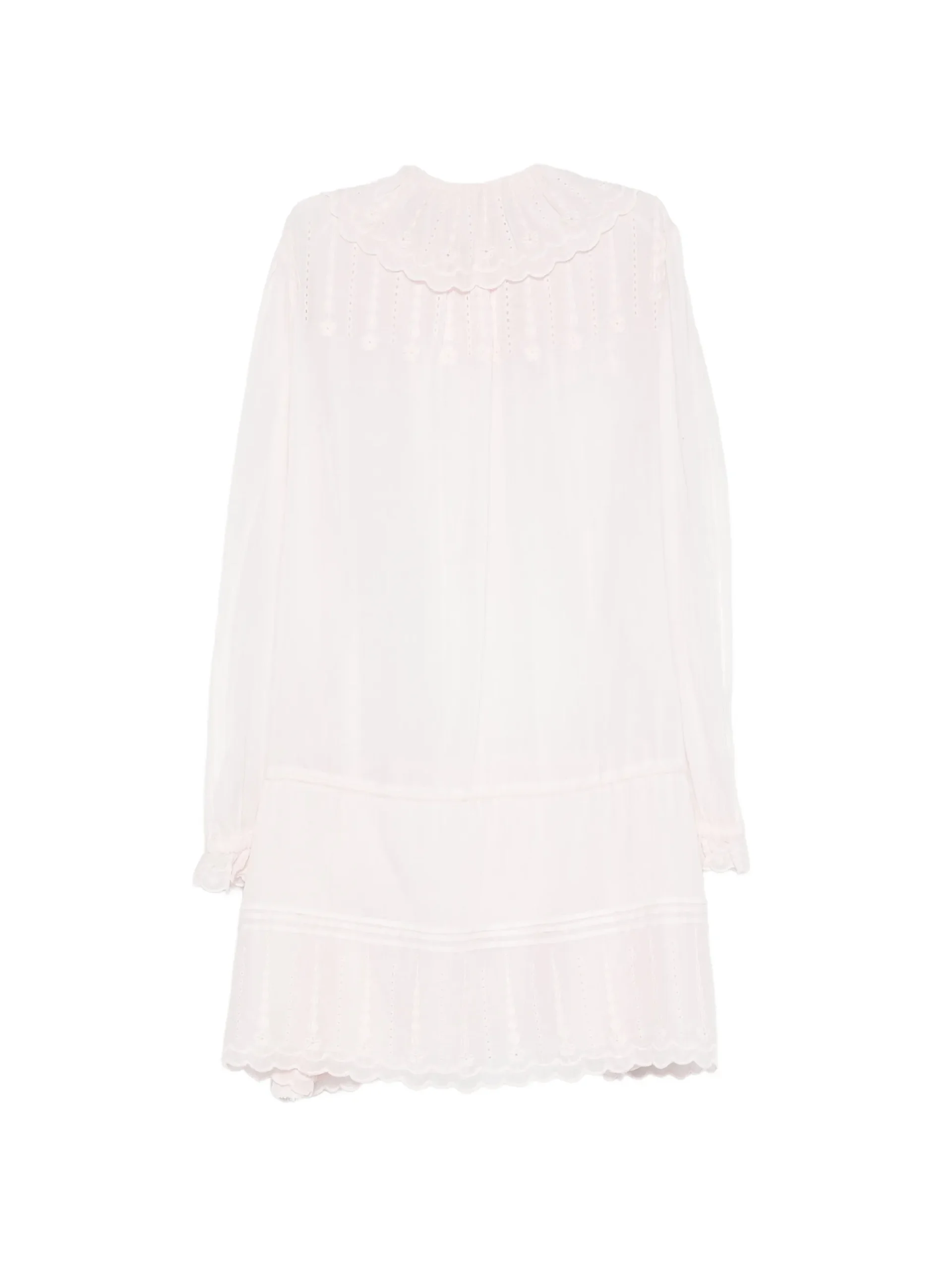 Rochie mini Marant Etoile Lenora Broderie-Anglaise Ruffled roz - imagine 2