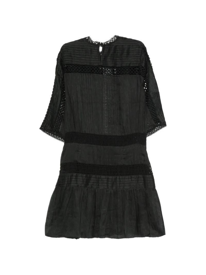 Alternative view of Rochie mini Paige Guipure-Lace Pintuck-Detail negru