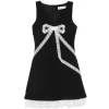 Rochie mini Self-Portrait Lace-Trim Bow-Detail negru