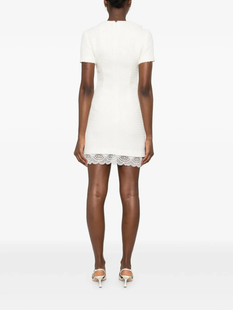 Alternative view of Rochie mini Self-Portrait Lace-Trimmed Boucle ecru