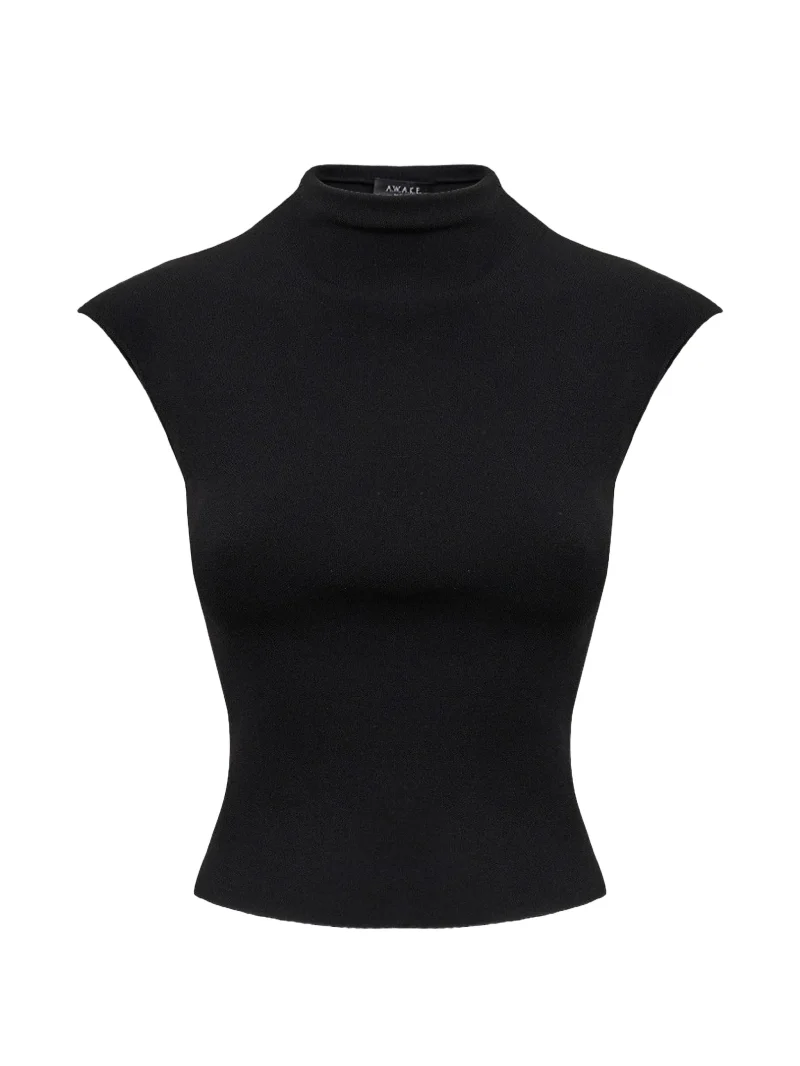 Top A.W.A.K.E. Mode Knitted Sleeveless negru