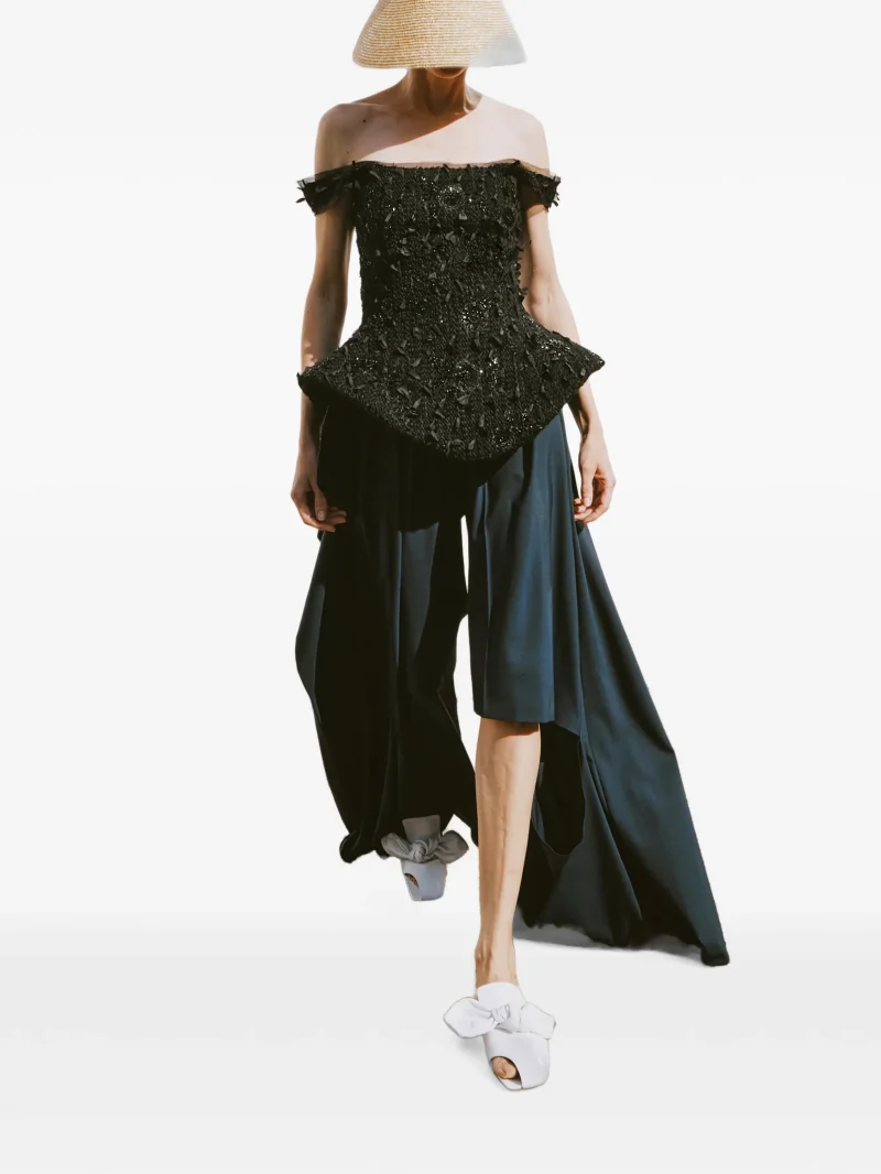 Alternative view of Top A.W.A.K.E. Mode Sequin-Embellished Peplum negru