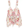 Top Camilla Floral-Print Ruffled alb