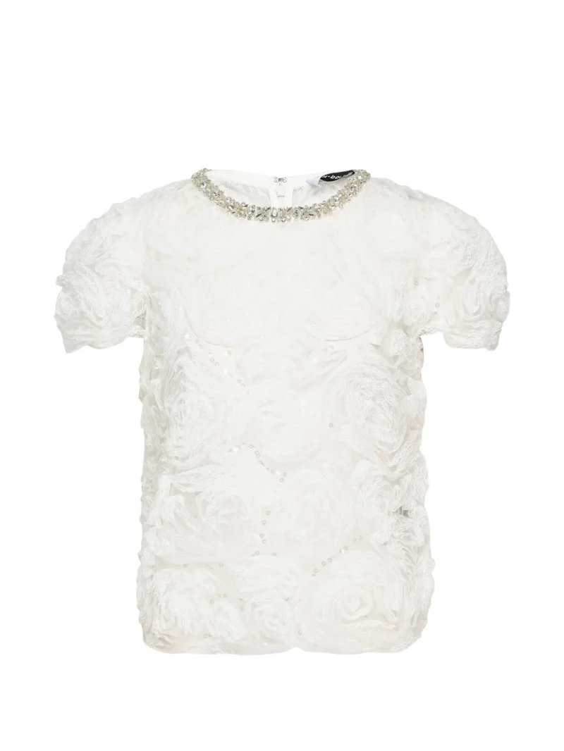 Top Self-Portrait Rosette-Embellished Sequined alb