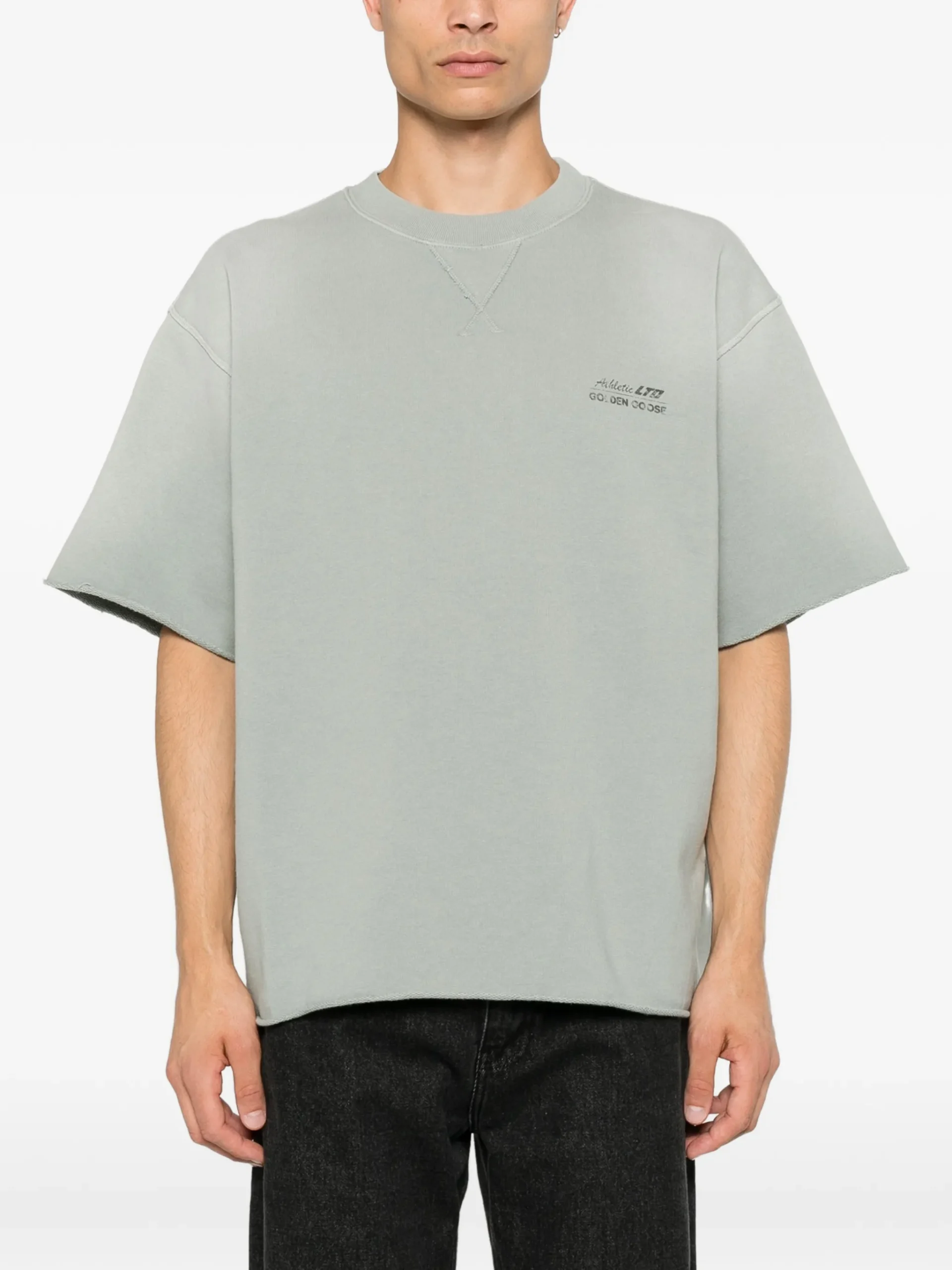 Tricou Golden Goose Robert Over Logo-Print Short-Sleeve verde - imagine 4