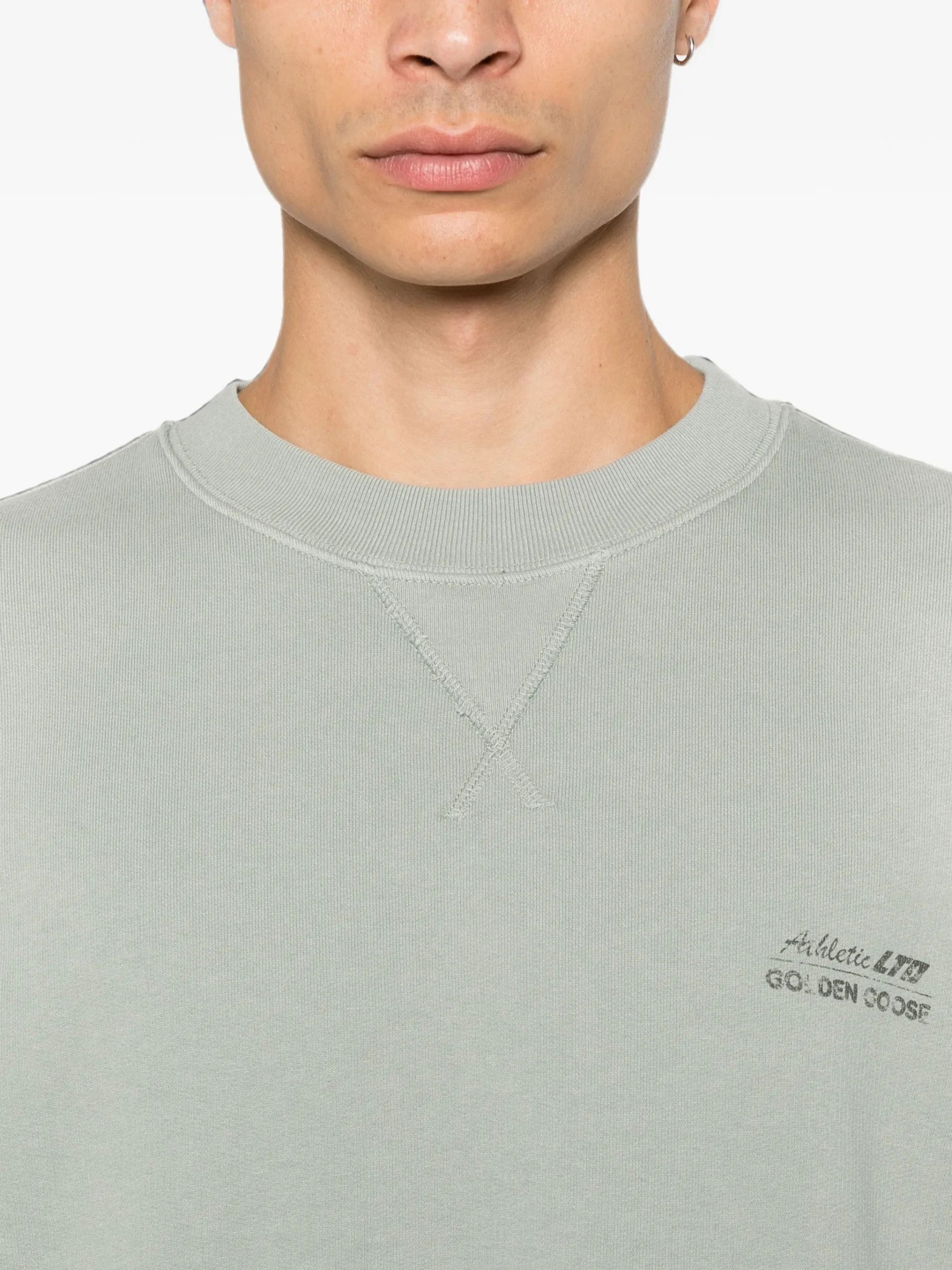 Tricou Golden Goose Robert Over Logo-Print Short-Sleeve verde - imagine 5