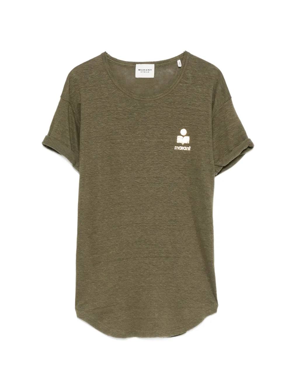 Tricou Marant Etoile Koldia Logo-Print Slub-Texture khaki