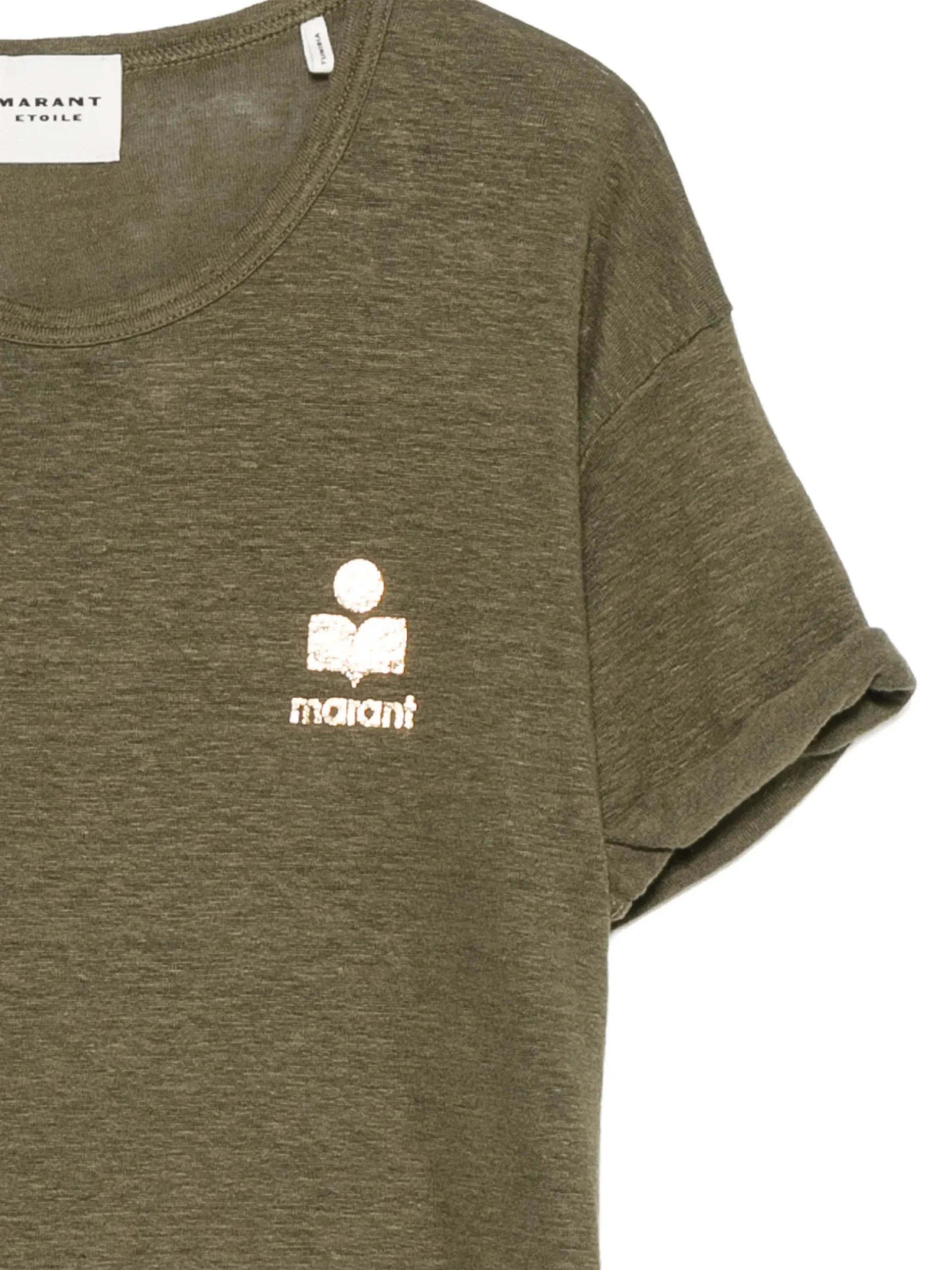 Tricou Marant Etoile Koldia Logo-Print Slub-Texture khaki - imagine 3