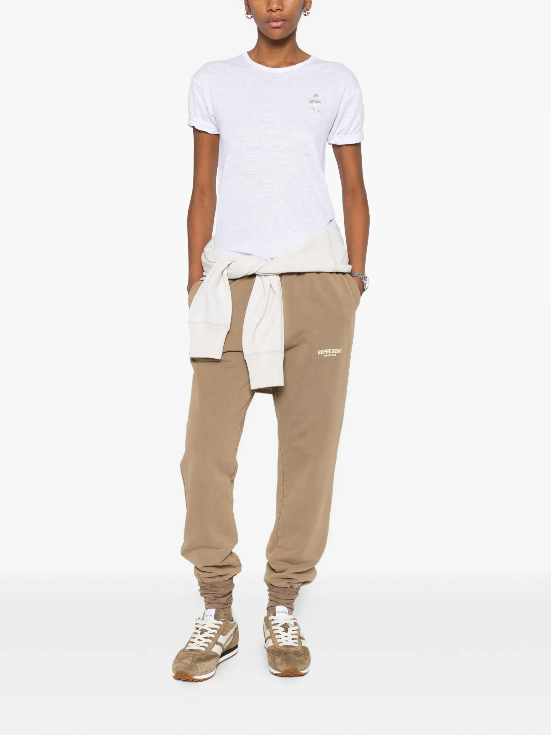 Tricou Marant Etoile Logo-Print alb - imagine 4