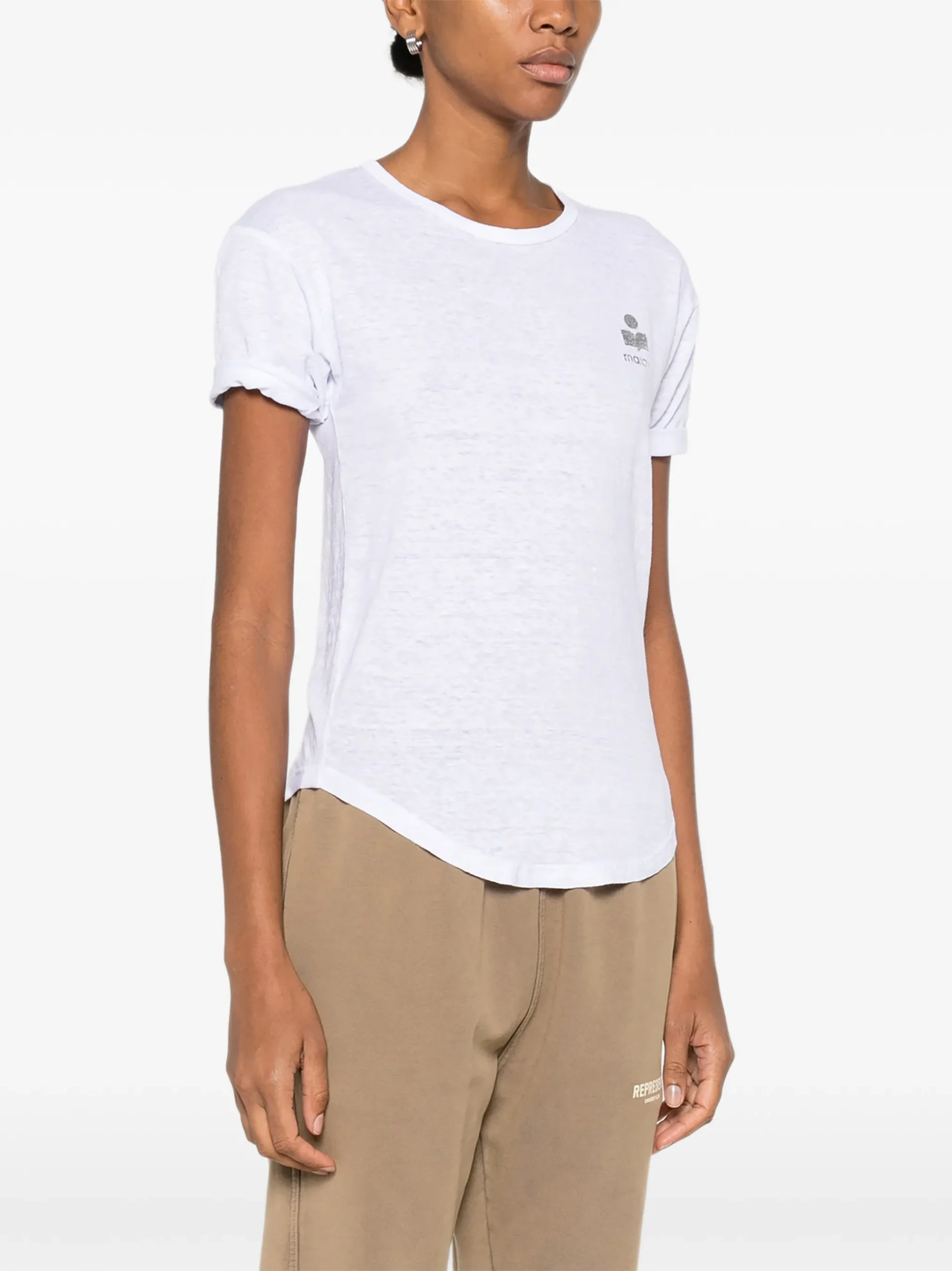 Tricou Marant Etoile Logo-Print alb - imagine 3