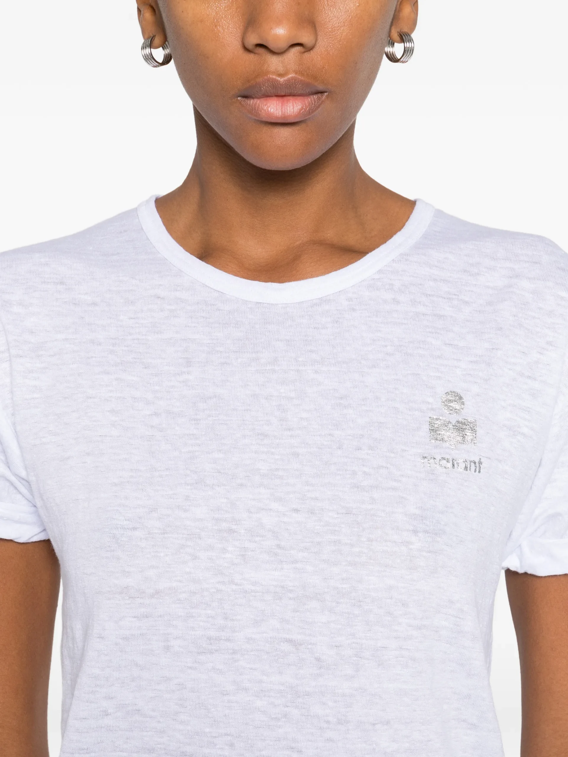 Tricou Marant Etoile Logo-Print alb - imagine 5