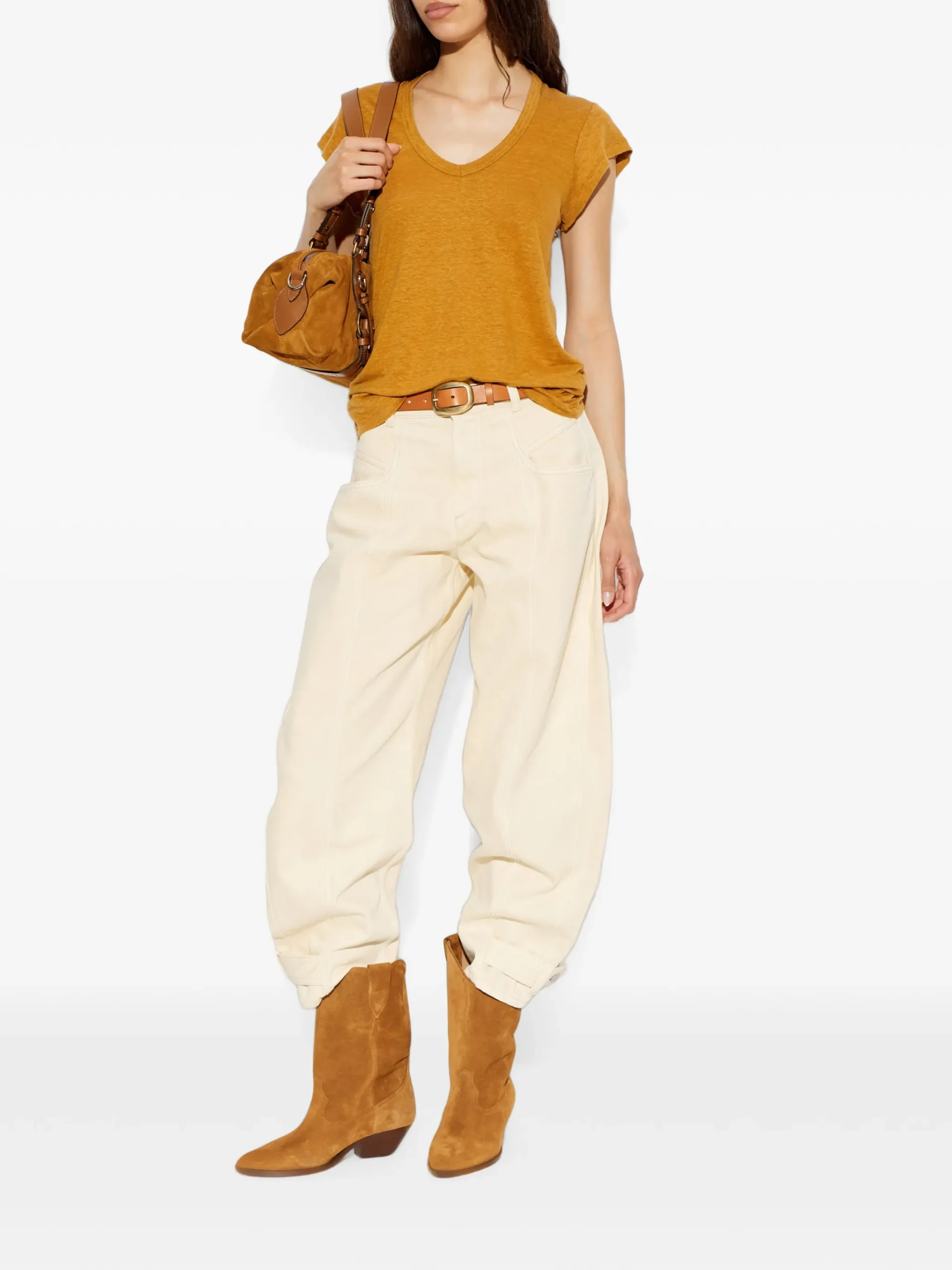 Tricou Marant Etoile Zankou V-neck portocaliu - imagine 4