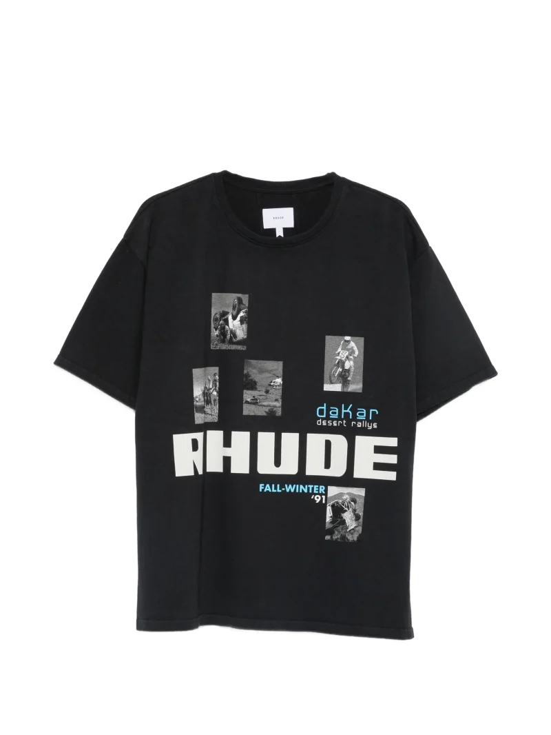 Tricou RHUDE logo-print graphic-print negru