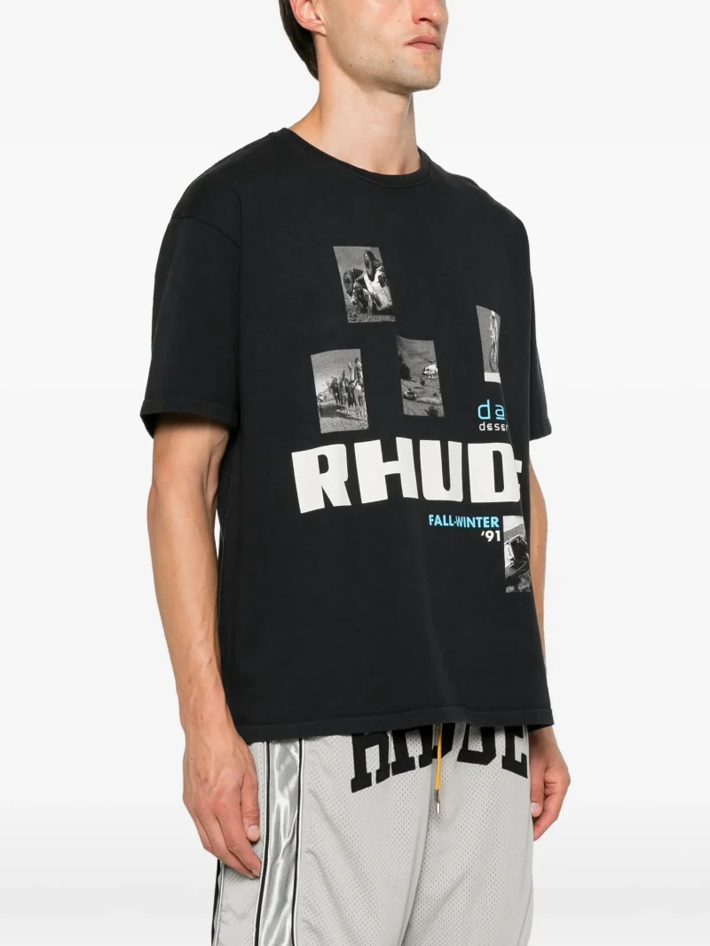 Tricou RHUDE logo-print graphic-print negru - imagine 5
