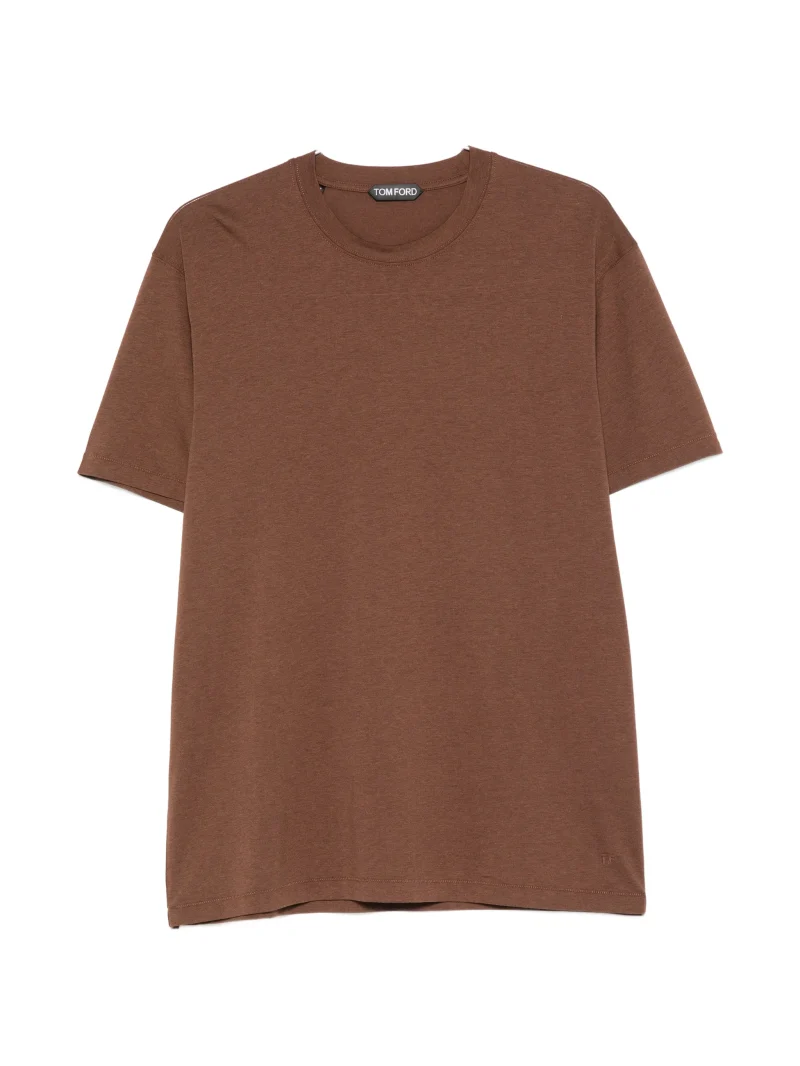 Tricou TOM FORD Logo-Embroidered Crew-Neck maro