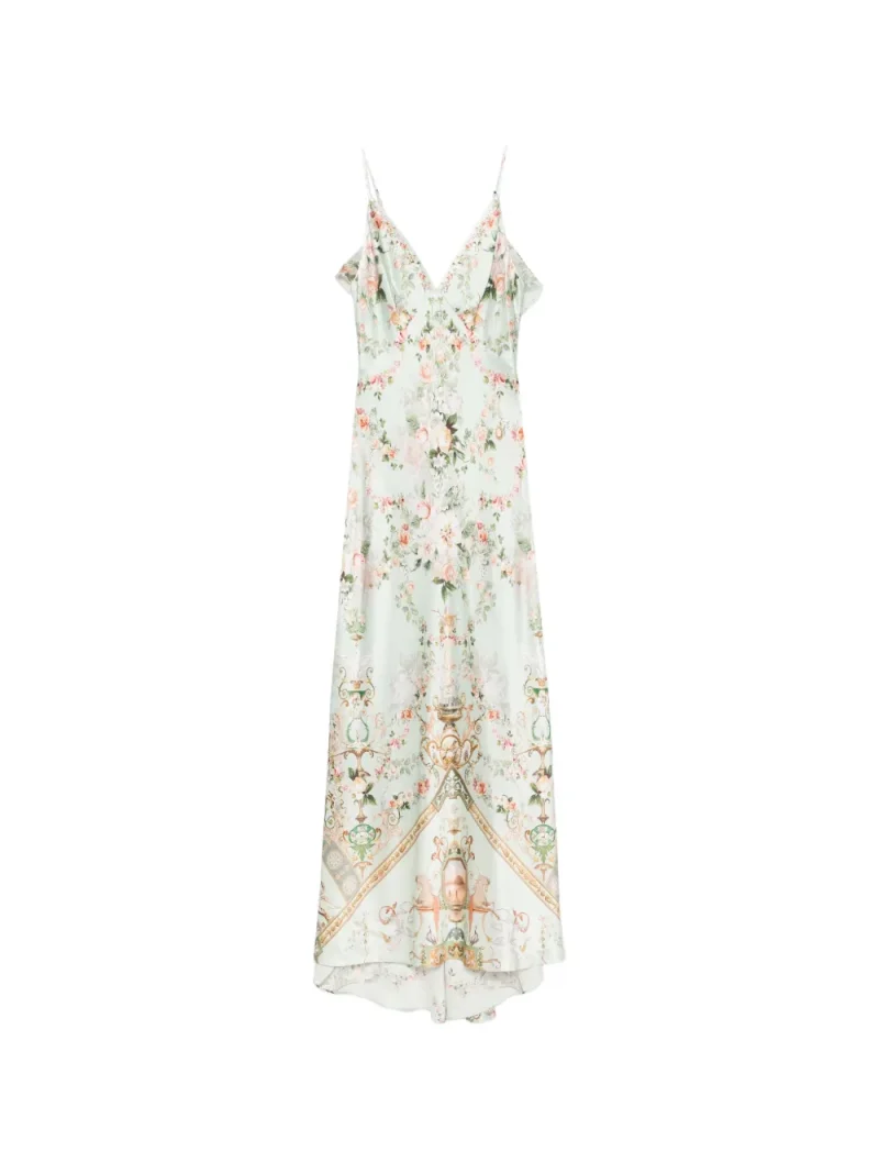 Rochie maxi Camilla Floral-Print Sleeveless verde
