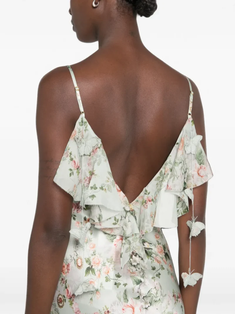 Rochie maxi Camilla Floral-Print Sleeveless verde - imagine 5
