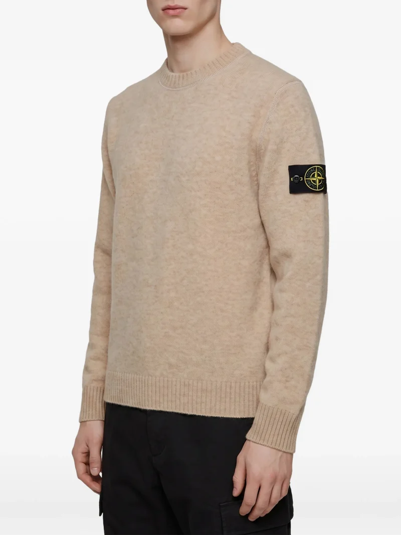 Pulover Logo-Patch Crew-Neck bej - imagine 3