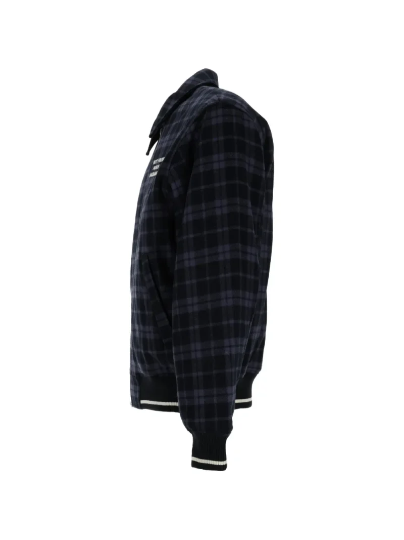 Jacheta Drole De Monsieur Check-Pattern Slogan bleumarin - imagine 3