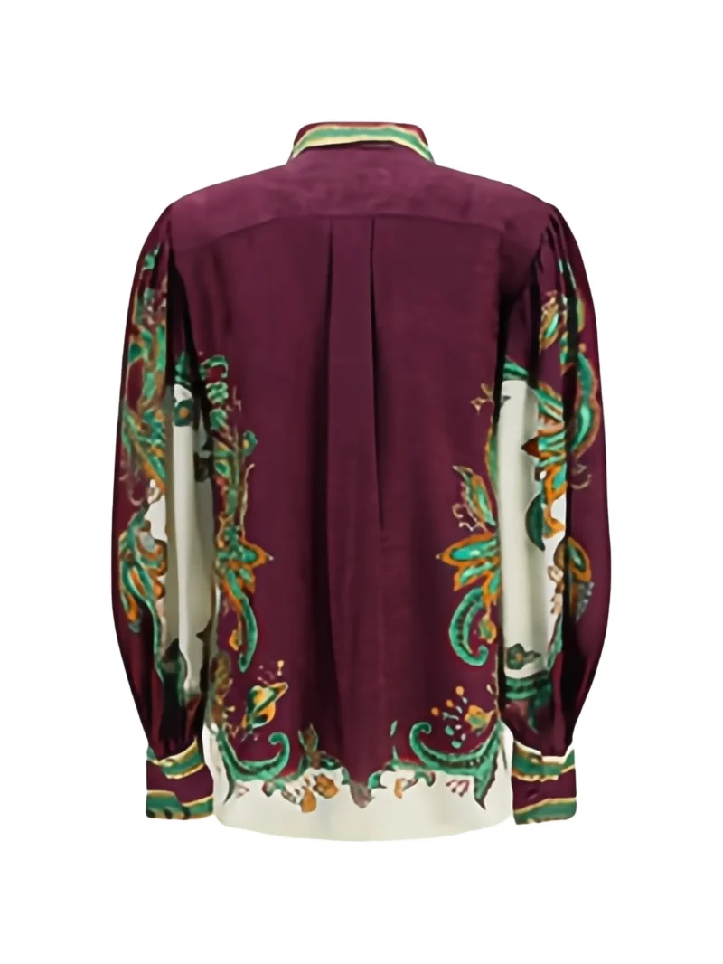 Alternative view of Camasa Alemais Ruthie balloon-sleeve silk-blend burgundy