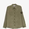 Camasa Stone Island corduroy-texture logo-patch verde