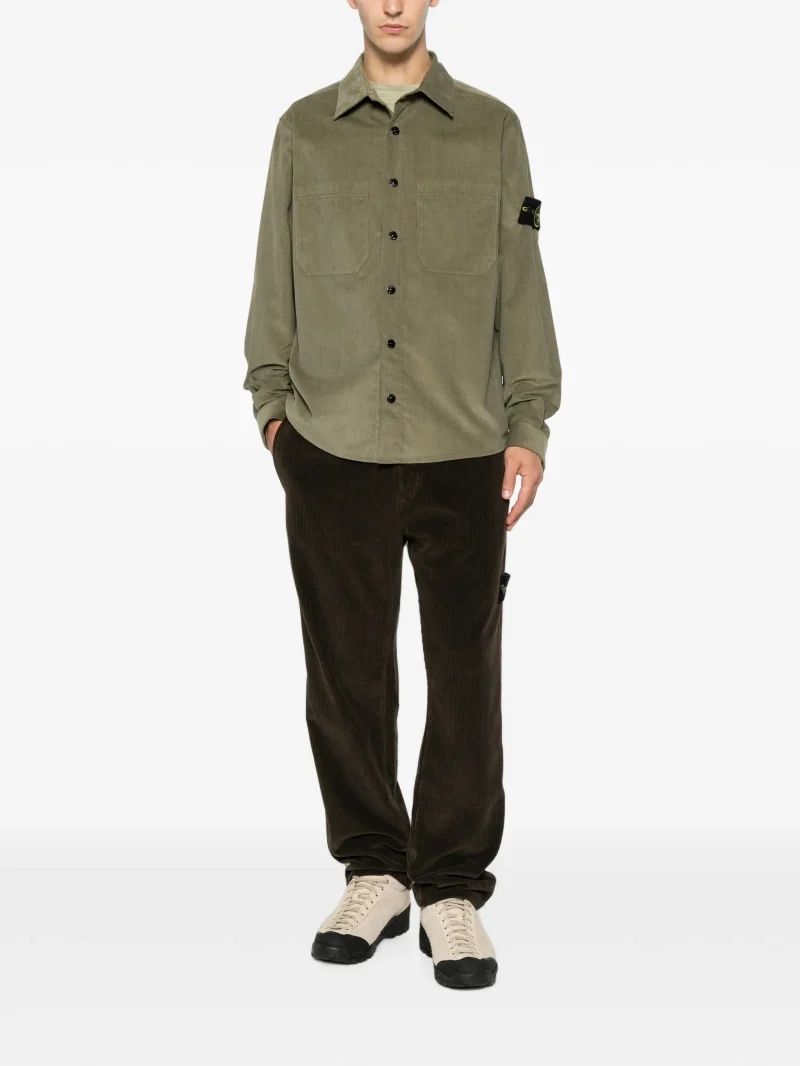 Alternative view of Camasa Stone Island corduroy-texture logo-patch verde
