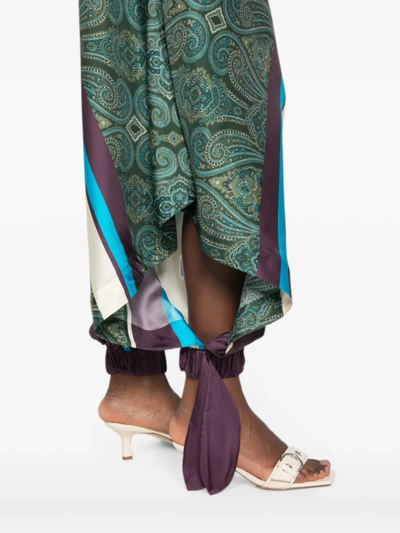 Pantaloni ALEMAIS Joni paisley-print tapered verde - imagine 6