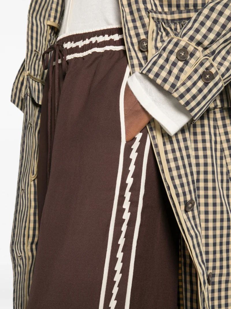 Pantaloni ALEMAIS Lori side-stripe drawstring palazzo maro - imagine 3