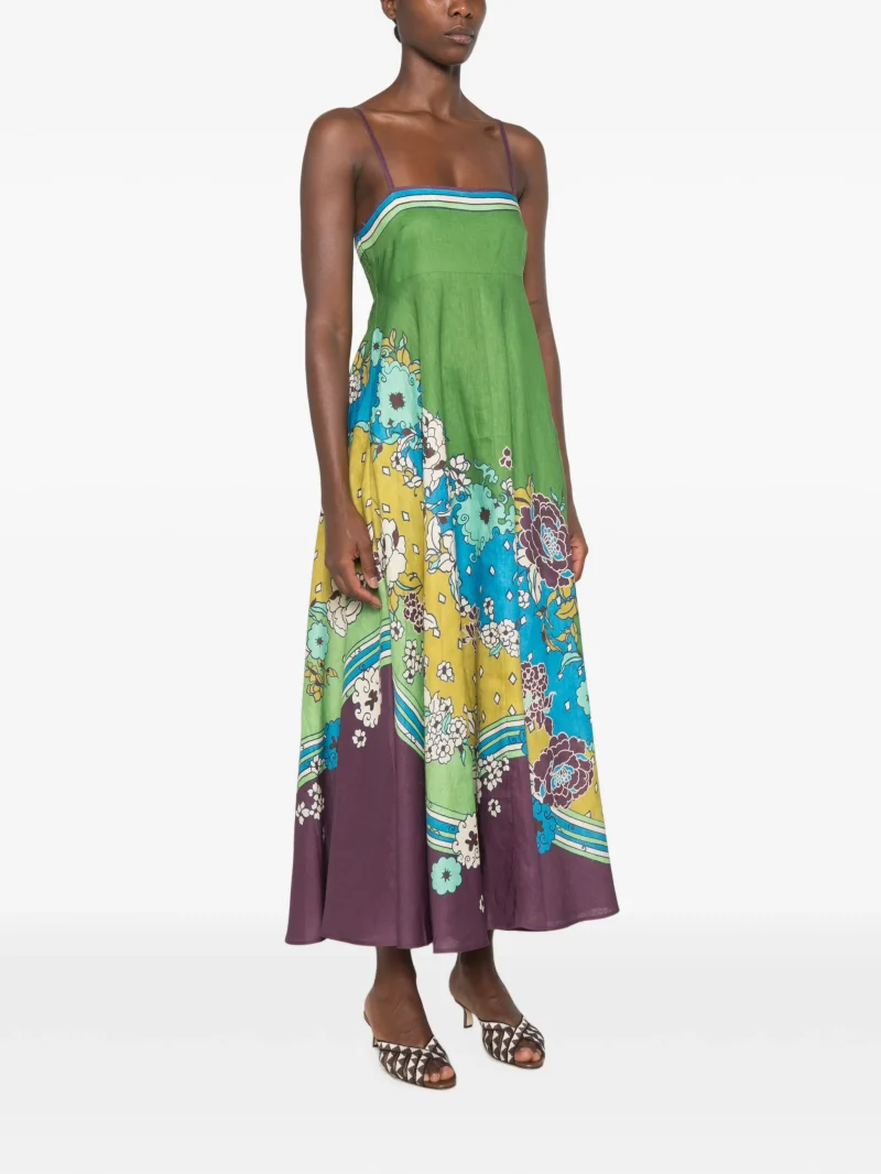 Rochie midi ALEMAIS Nanci floral-print verde - imagine 5