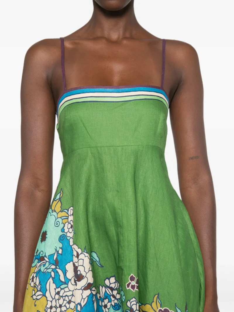 Rochie midi ALEMAIS Nanci floral-print verde - imagine 3