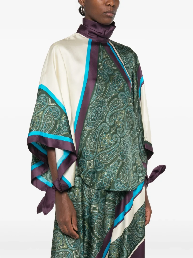 Top ALEMAIS Joni paisley-print verde - imagine 5