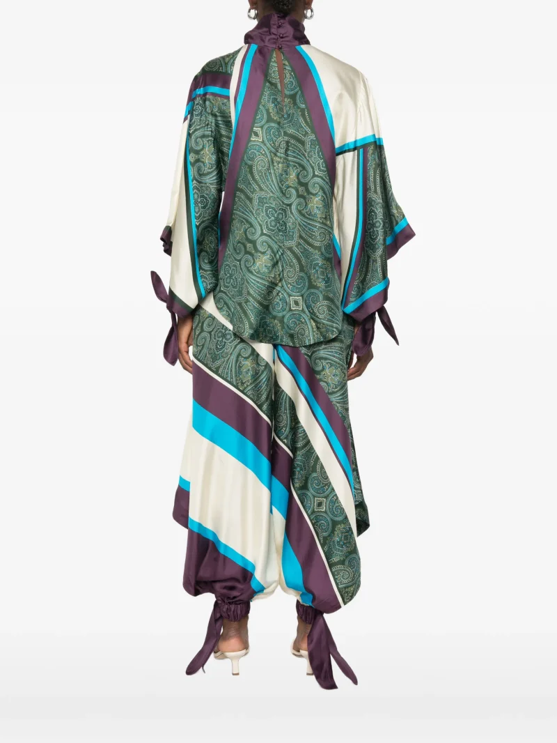 Top ALEMAIS Joni paisley-print verde - imagine 4
