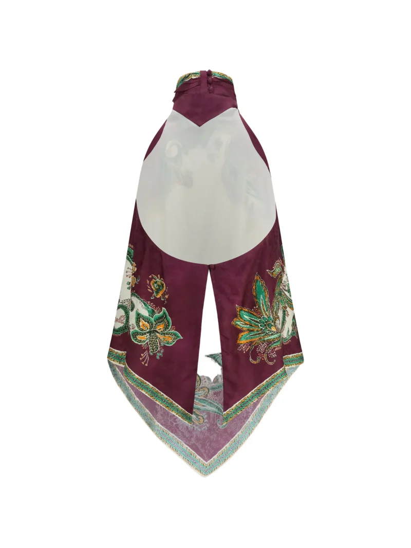 Top Alemais Ruthie halterneck silk-blend multicolor