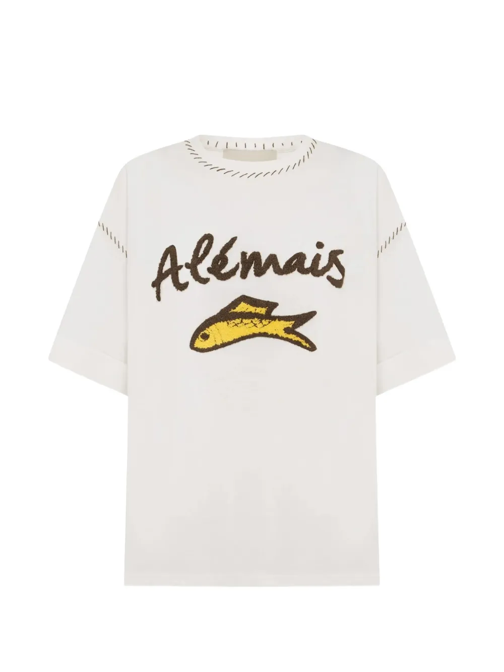 Tricou ALEMAIS logo-patch whipstitch alb