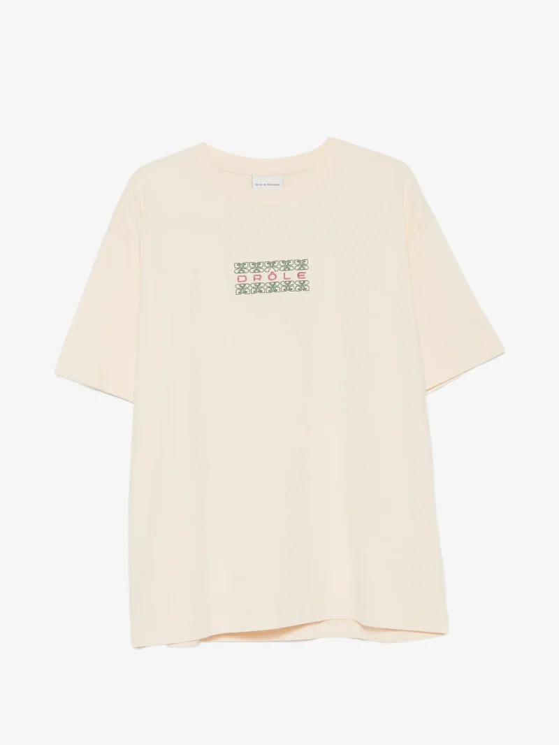 Tricou Drole De Monsieur embroidered-logo bej